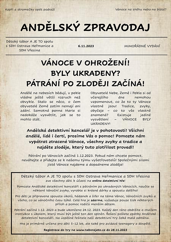 Vánoční online detektivka 2023